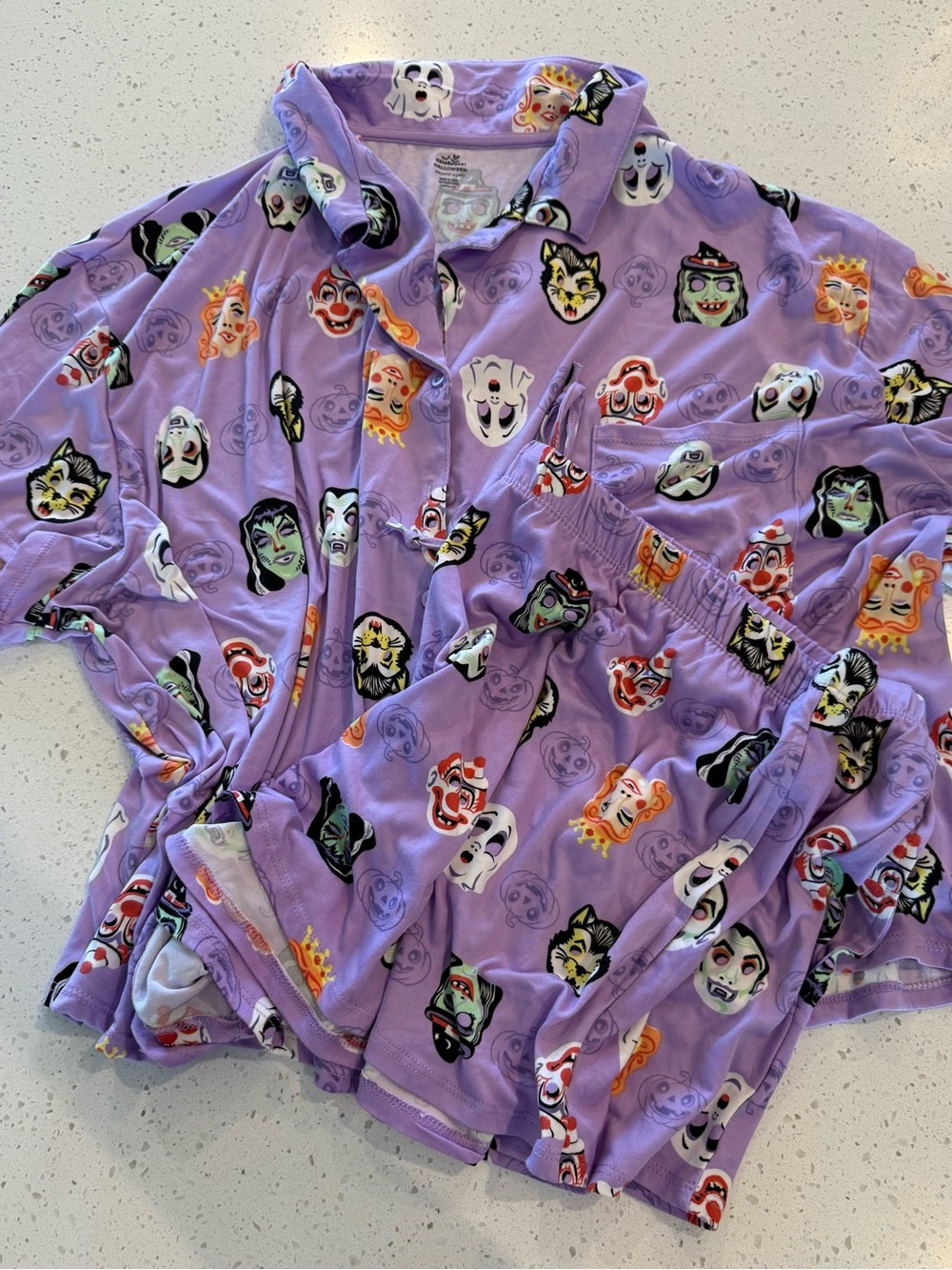 3X New Way To Celebrate Monster Print Pajama Set Women Plus Size Halloween XXXL